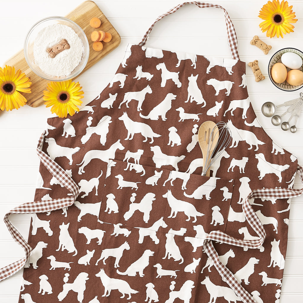 Brown Dog Print Chef Apron