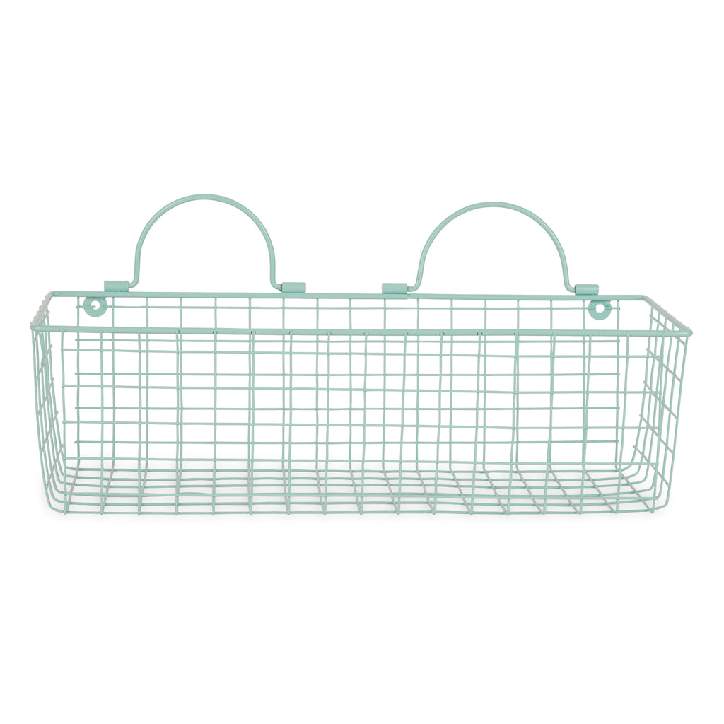 Medium Aqua Wire Wall Basket Set of 2