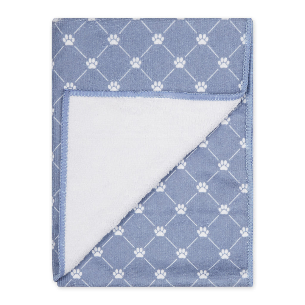 Stonewash Blue Printed Trellis Paw Small Pet Towel Set of 3