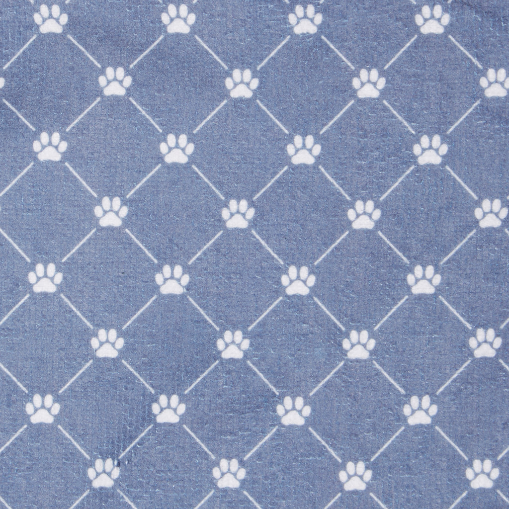 Stonewash Blue Printed Trellis Paw Pet Towel