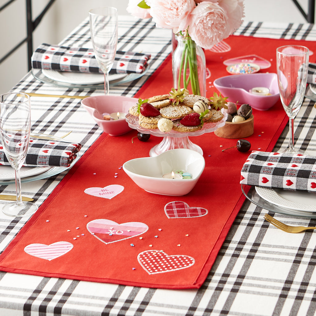 Hearts Embellished Table Runner 14x54