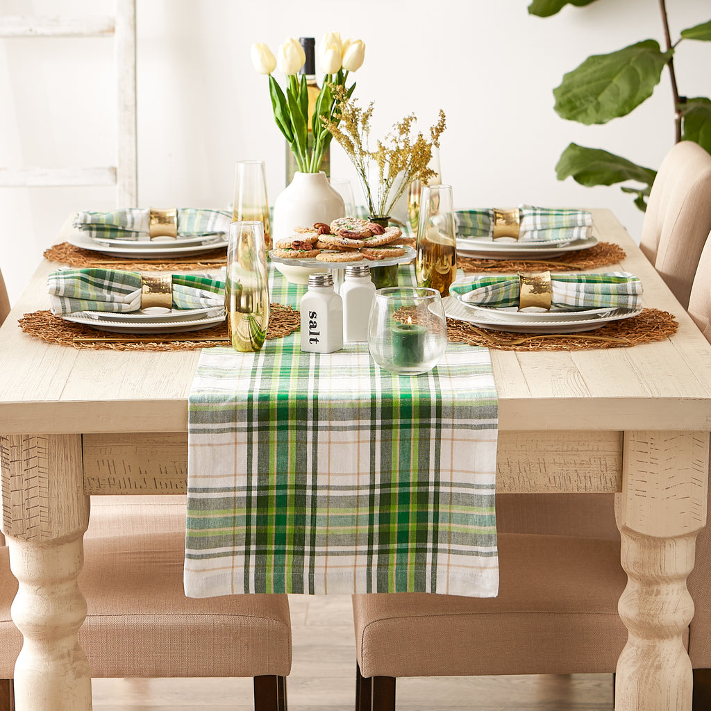 St. Paddy Plaid Table Runner 14x108