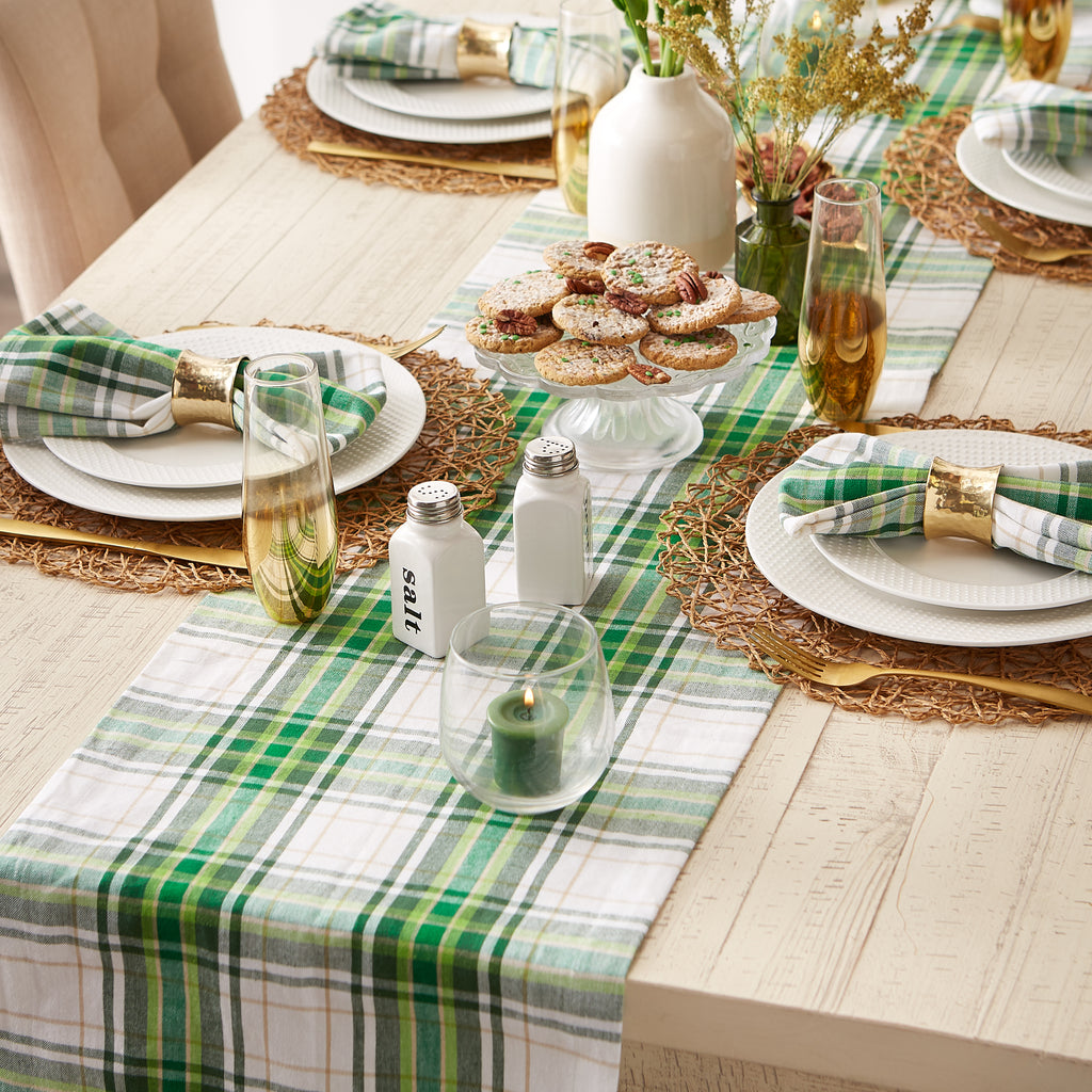 St. Paddy Plaid Table Runner 14x108