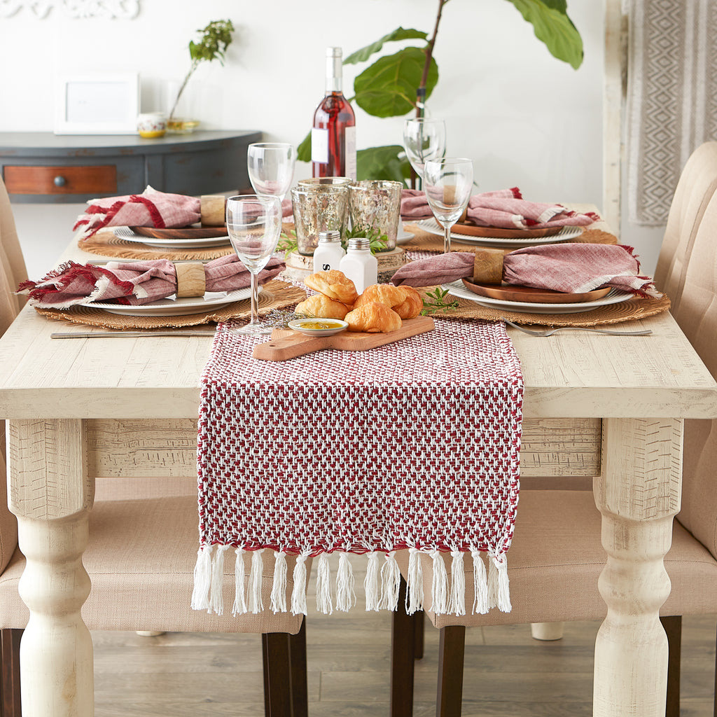 Tango Red  Woven Table Runner 15X108