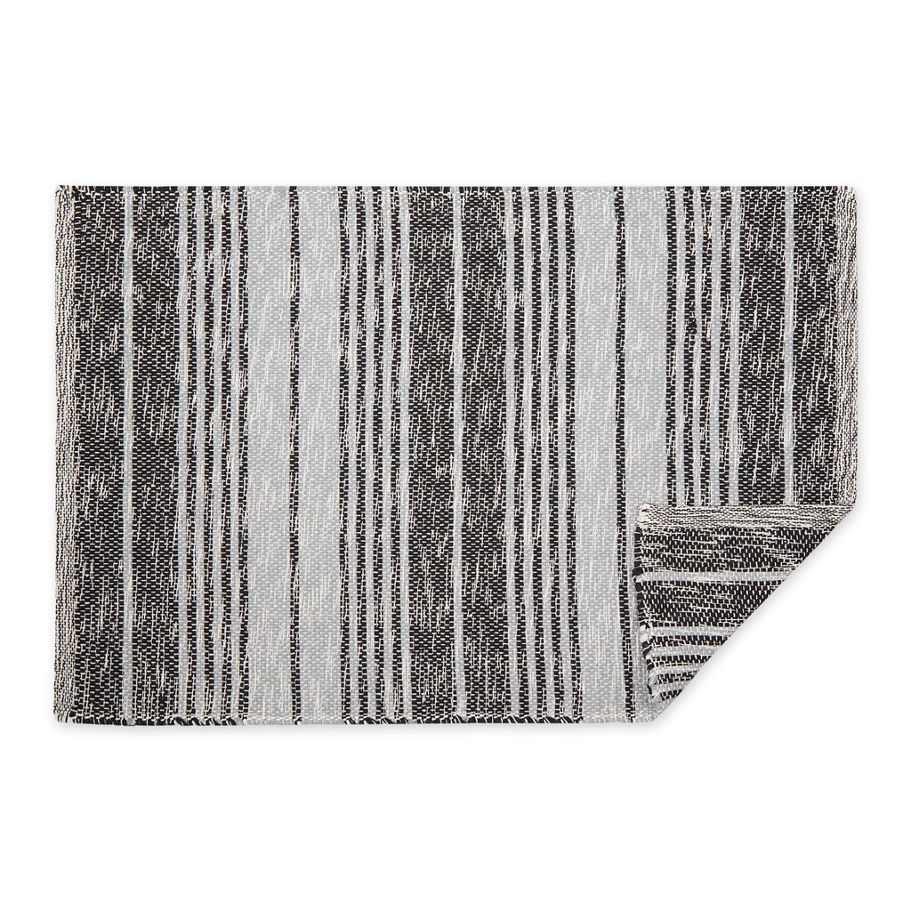 Rustic Stripe Black Rug 2x3 Ft