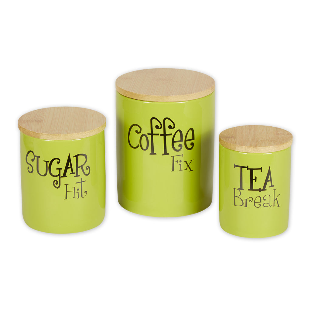 Avocado Coffee/Sugar/Tea Ceramic Canister Set of 3