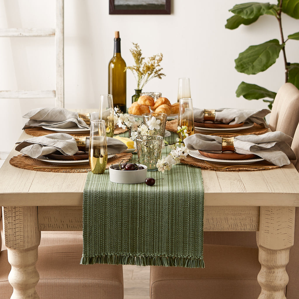 Artichoke Variegated Fringe Table Runner 13x72