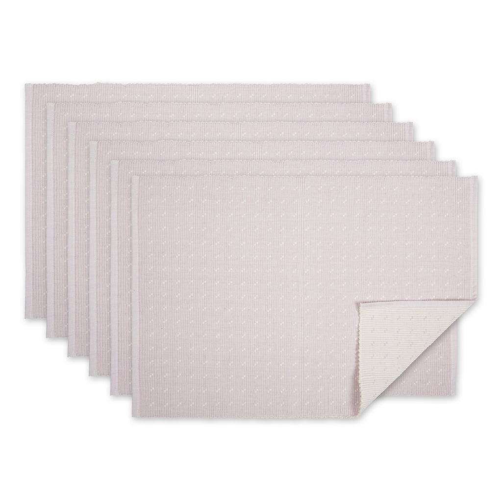 Lavender Fog Dobby Dots Rib Placemat Set of 6