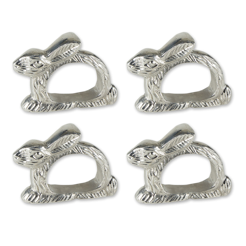 Silver Rabbit Napkin Ring Set of 4
