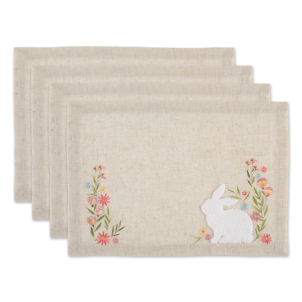 Spring Meadow Embroidered Placemat Set of 4