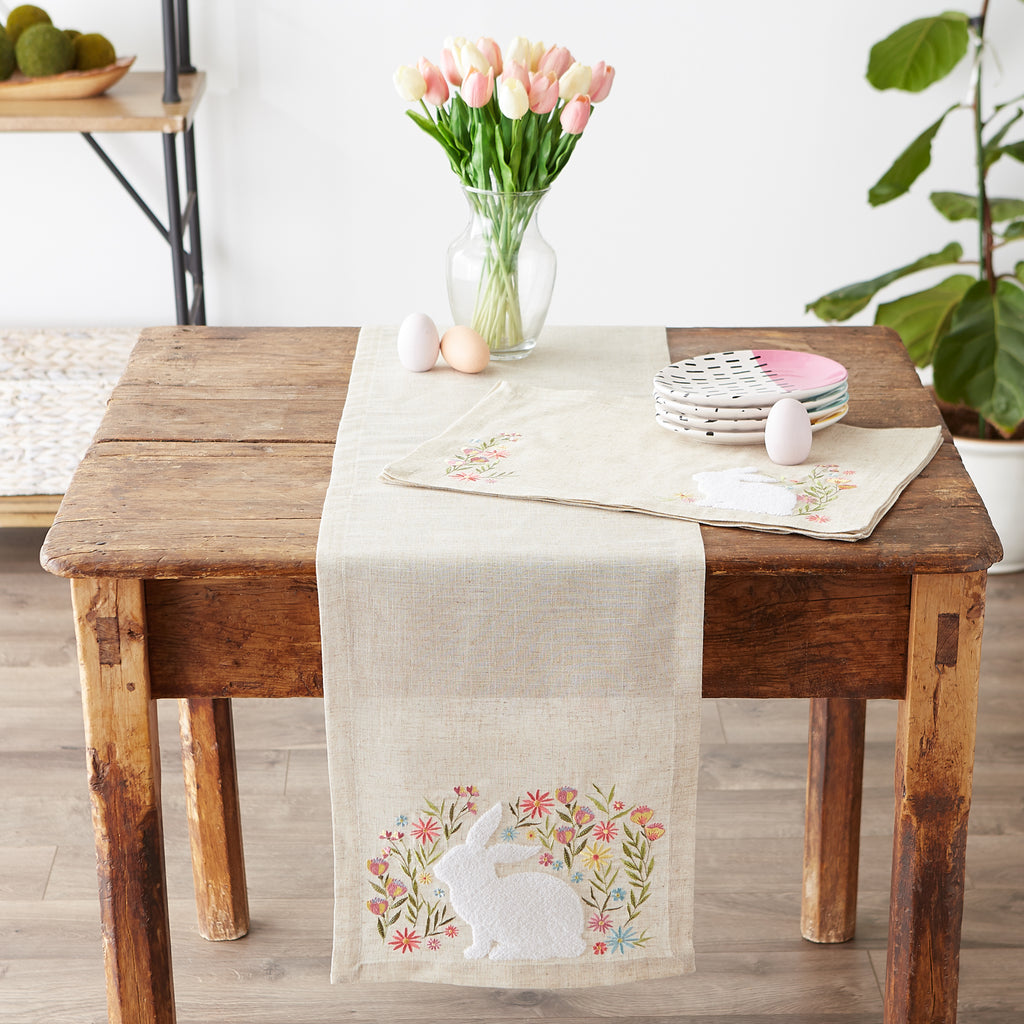 Spring Meadow Embroidered Table Runner 14x70