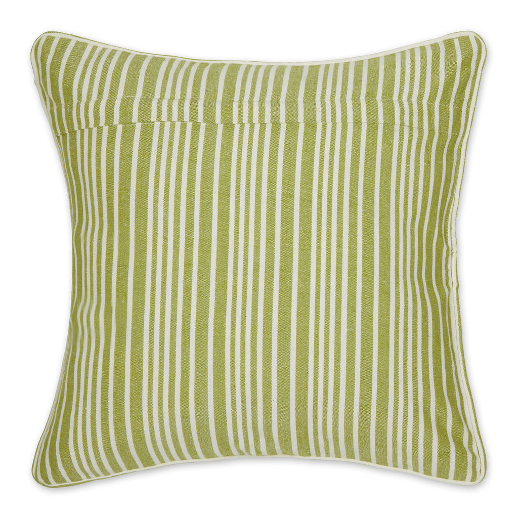 Avocado Chambray Stripe Recycled Cotton Pillow Cover 18x18 Set of 2