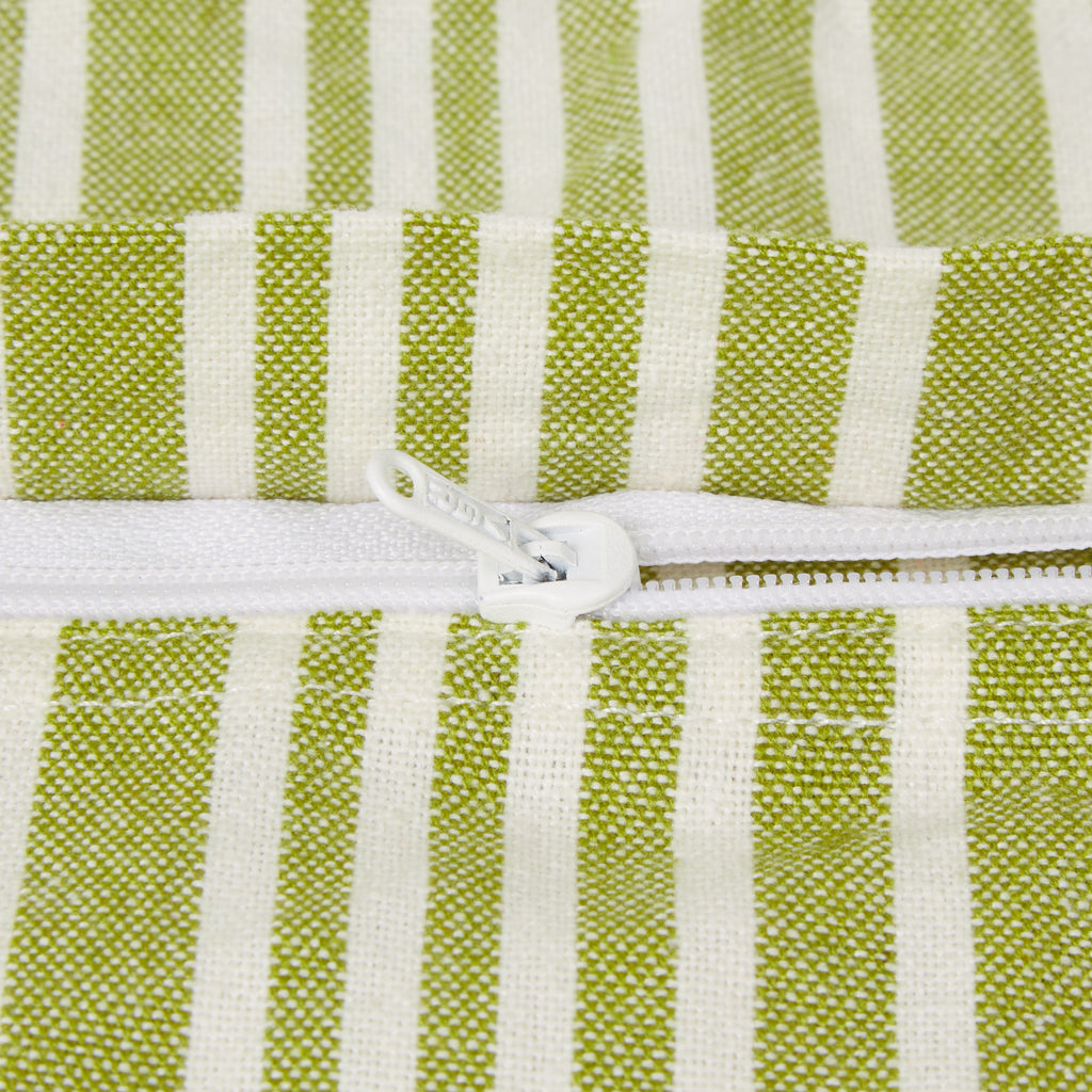 Avocado Chambray Stripe Recycled Cotton Pillow Cover 18x18 Set of 2