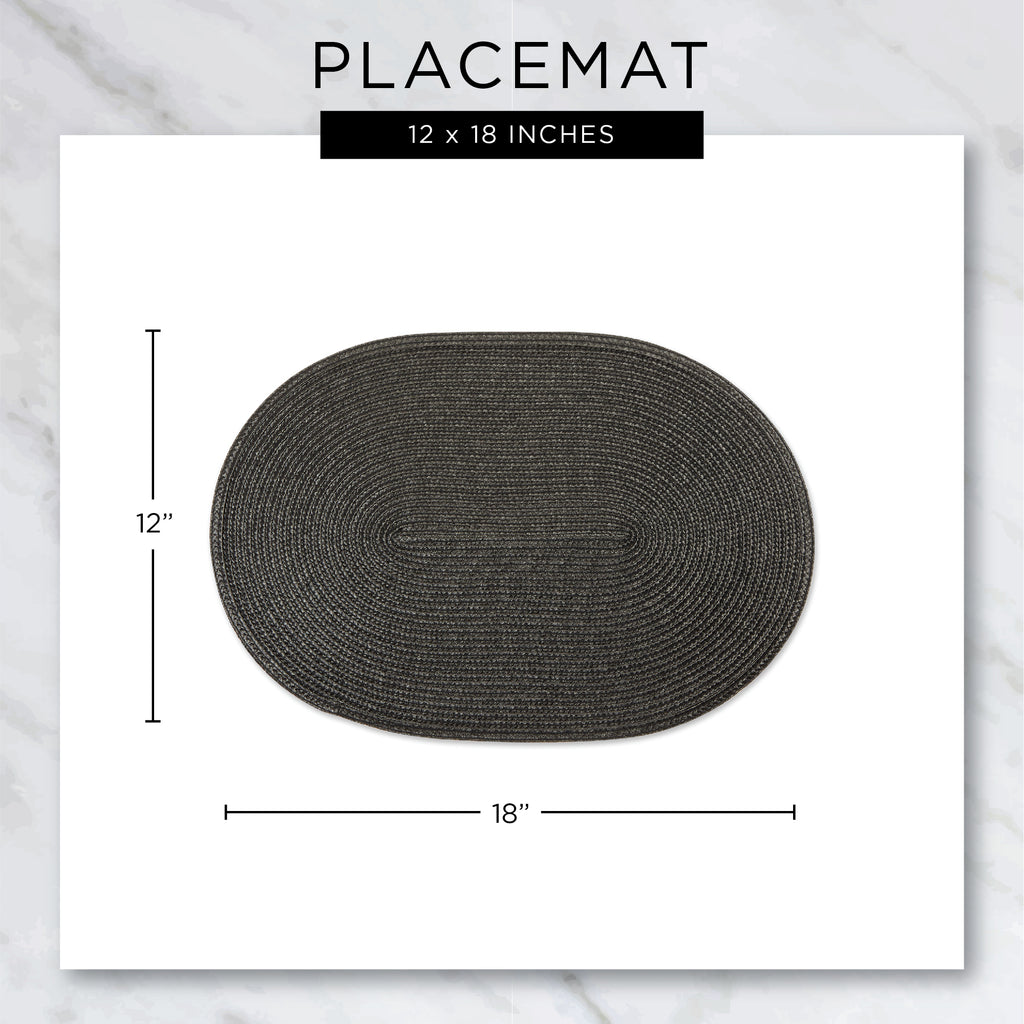 Black Oval Woven Placemat Set of 6