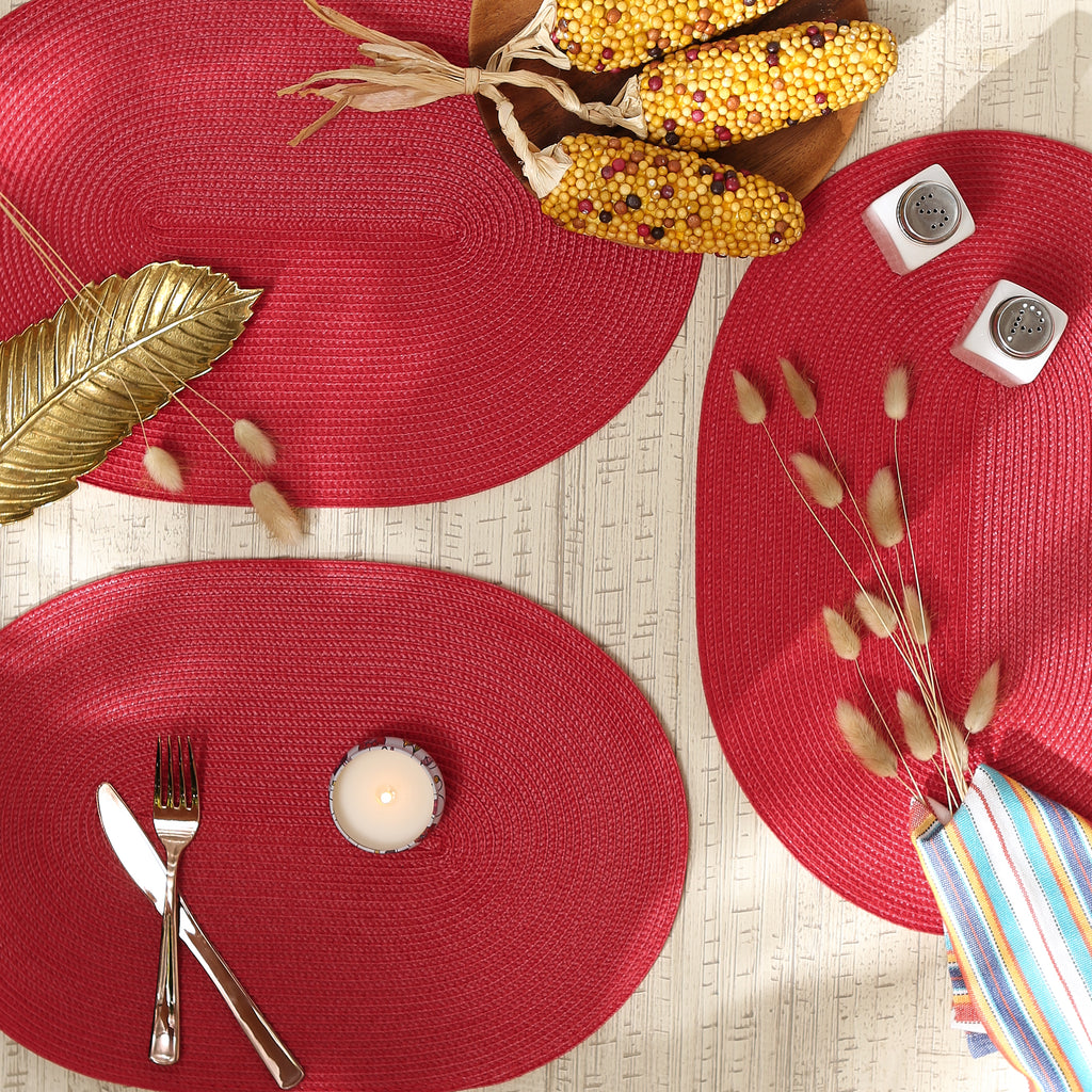 Tango Red Oval Pp Woven Placemat Set of 6