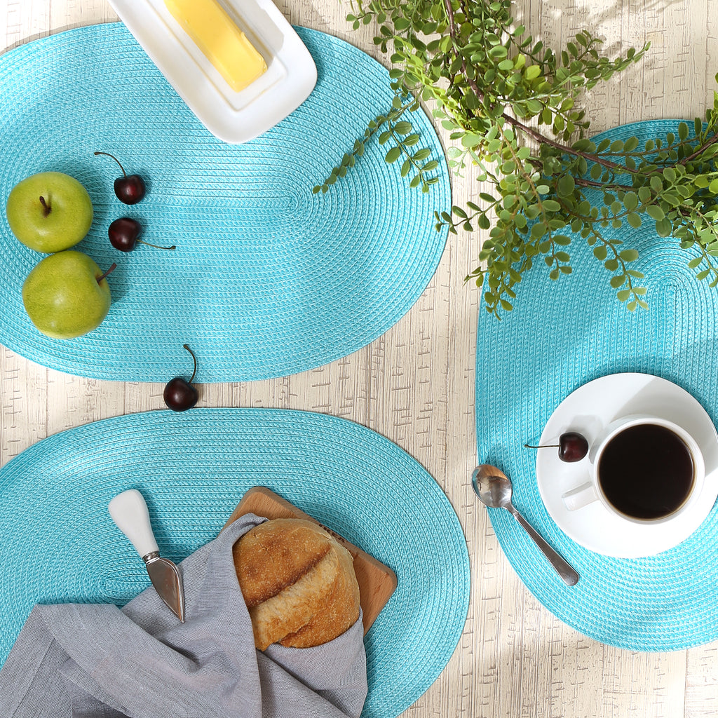 Aqua Oval Woven Placemat Set of 6