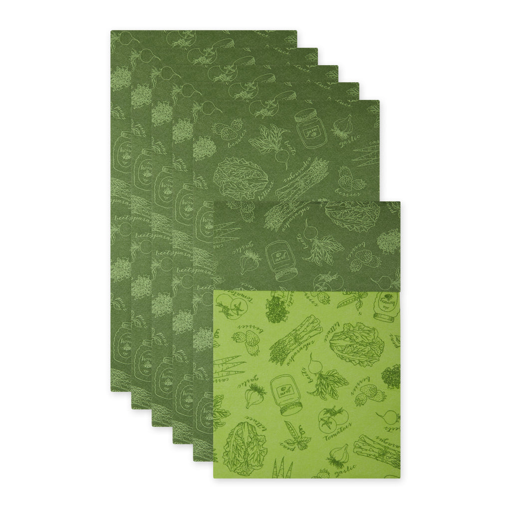 Artichoke Green Market Print Fridge Liner Set of 6