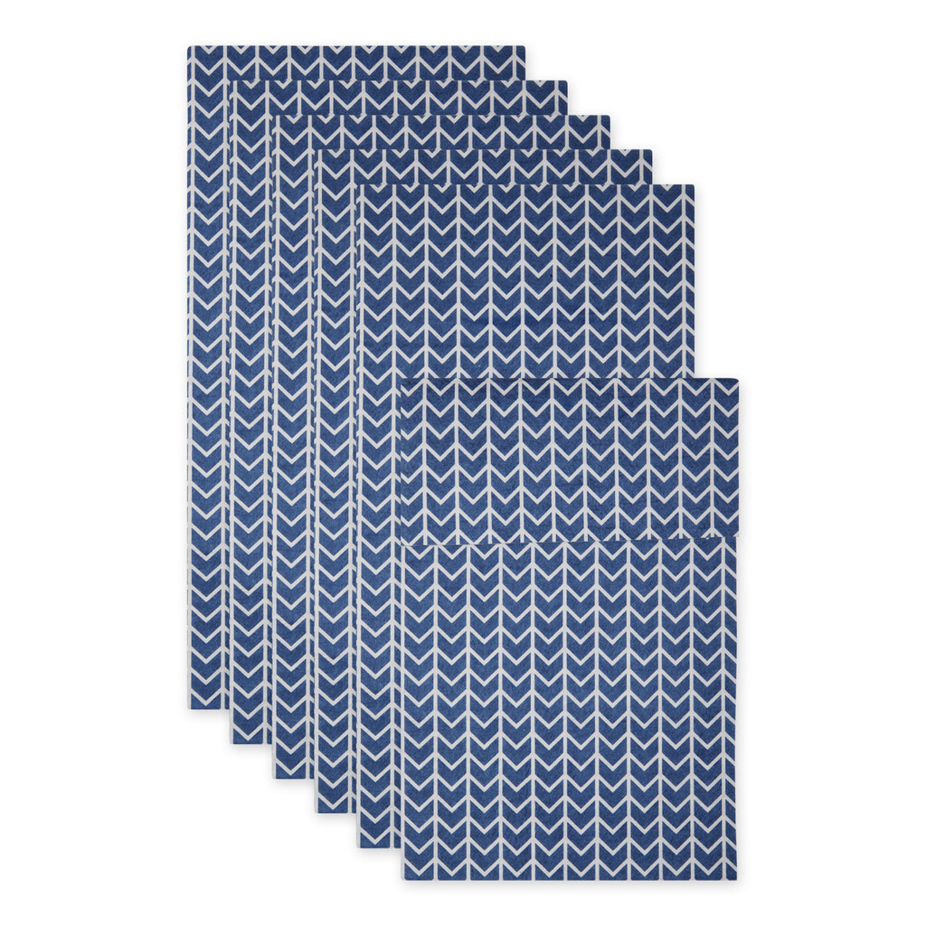 French Blue Herringbone Print Fridge Liner Set of 6