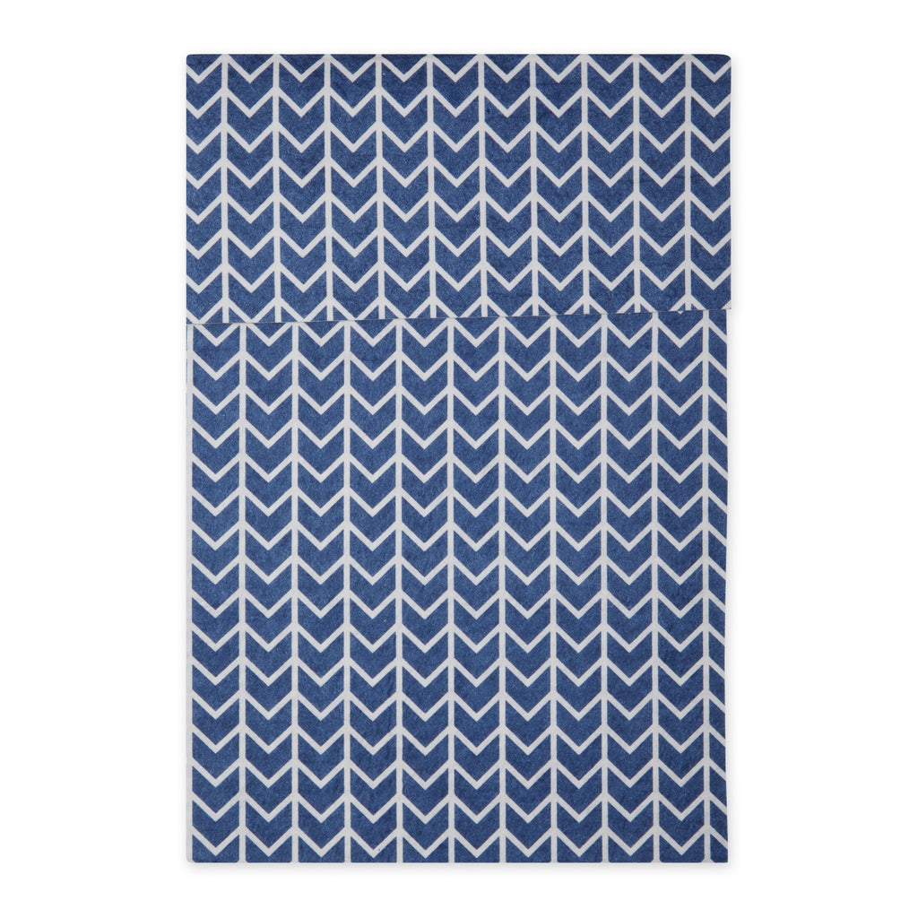 French Blue Herringbone Print Fridge Liner Set of 6