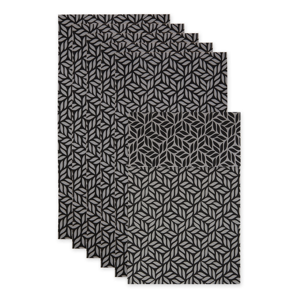 Gray Abstract Leaf Print Fridge Liner Set of 6
