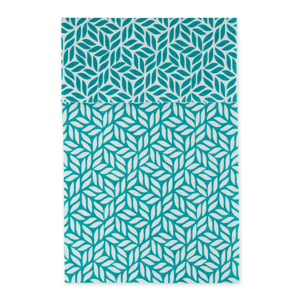 Teal Abstract Leaf Print Fridge Liner Set of 6