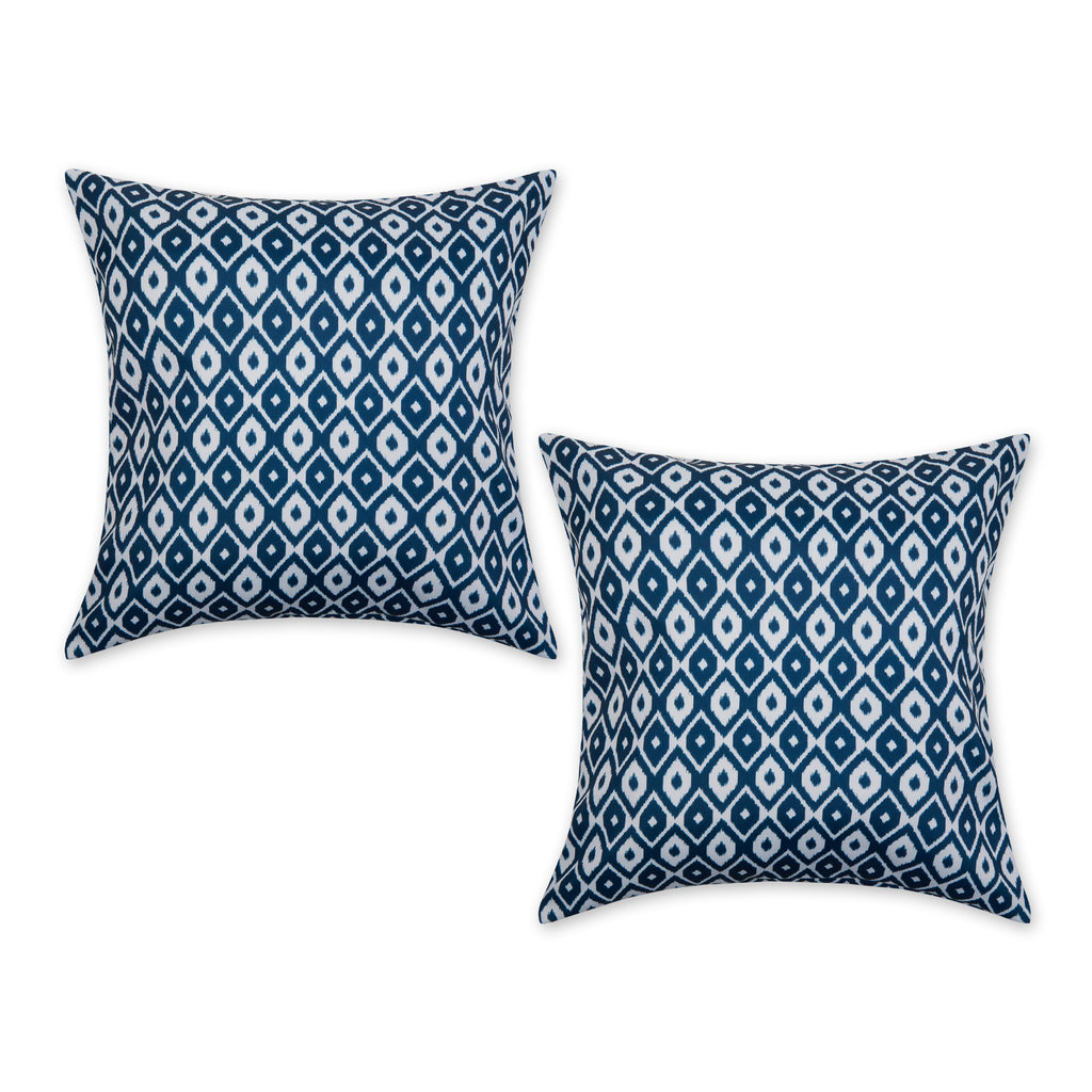 Blue Ikat Outdoor Pillow Cover 18x18 Set of 2