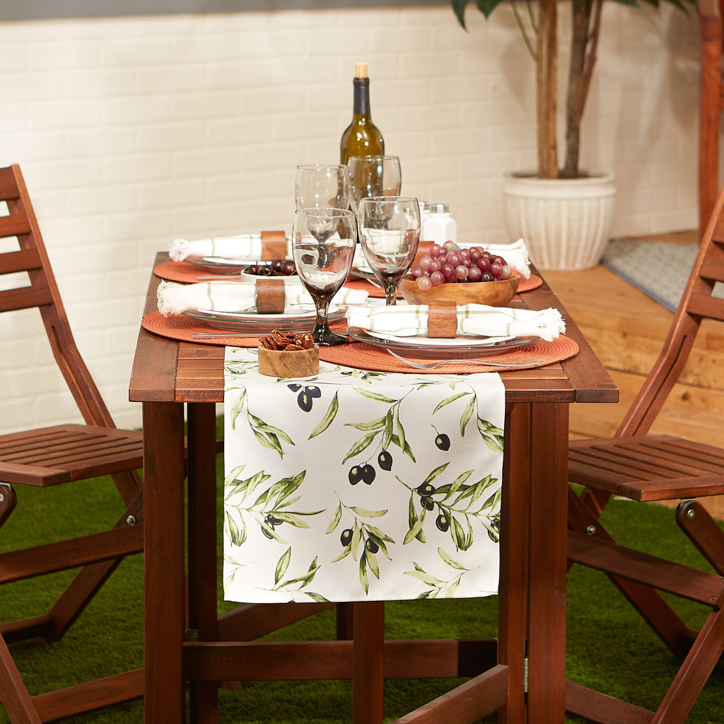 Olives Print Outdoor Table Runner 14x72