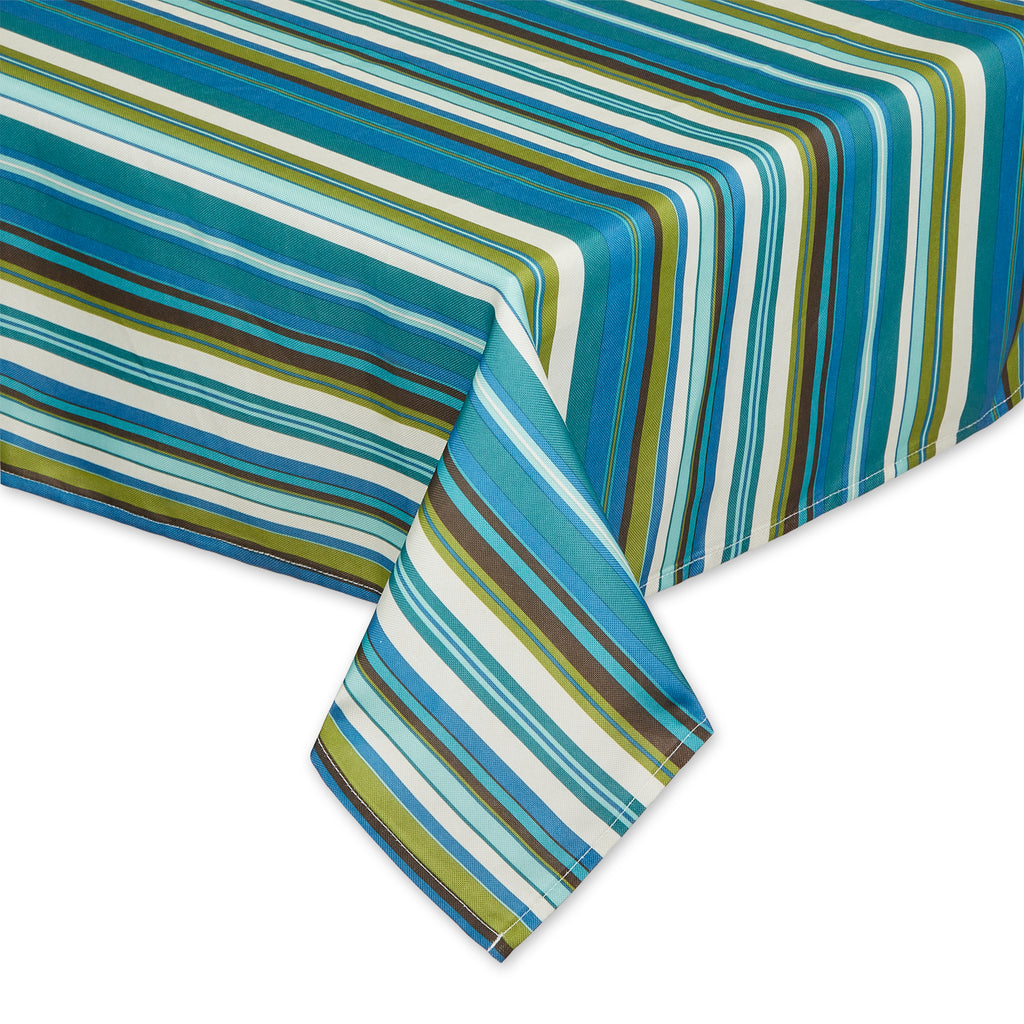 Beachy Stripe Print Outdoor Tablecloth With Zipper 60x120