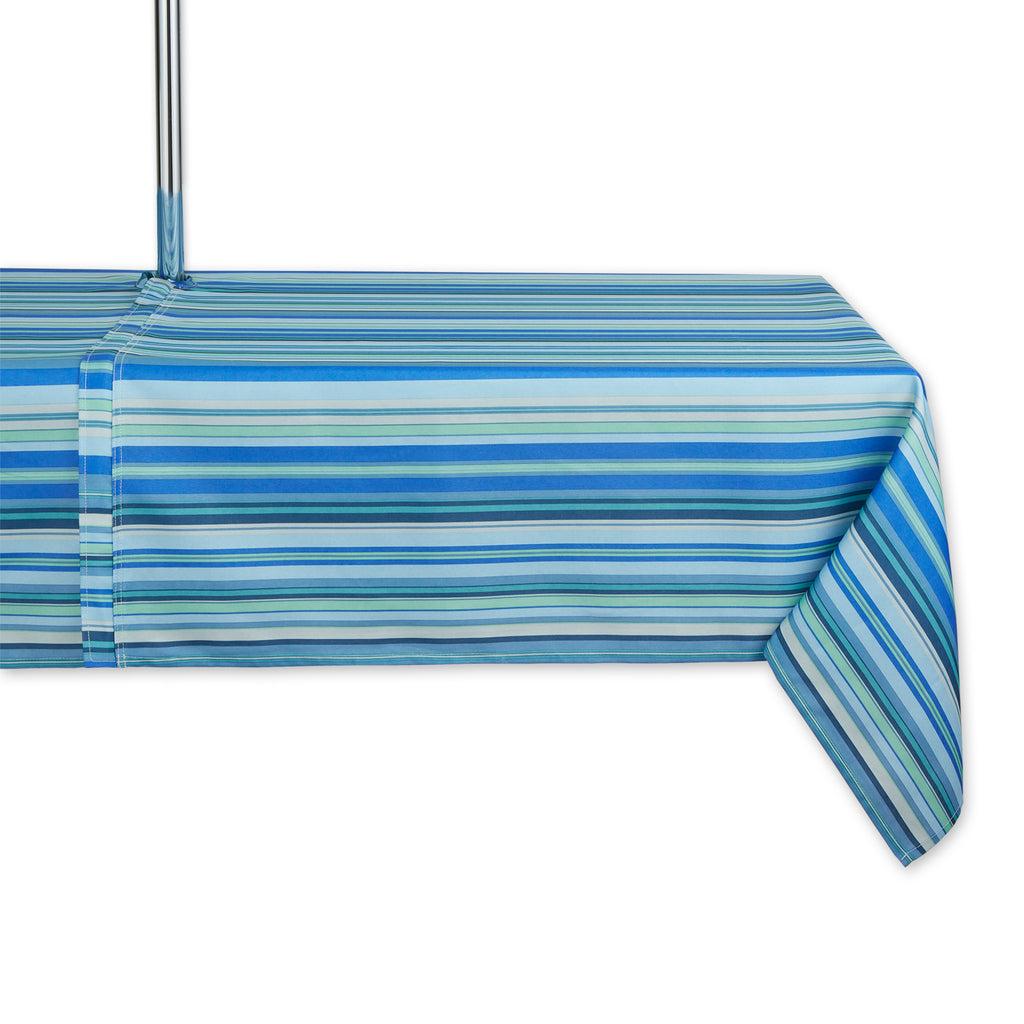 Blue Ocean Stripe Print Outdoor Tablecloth With Zipper 60x120