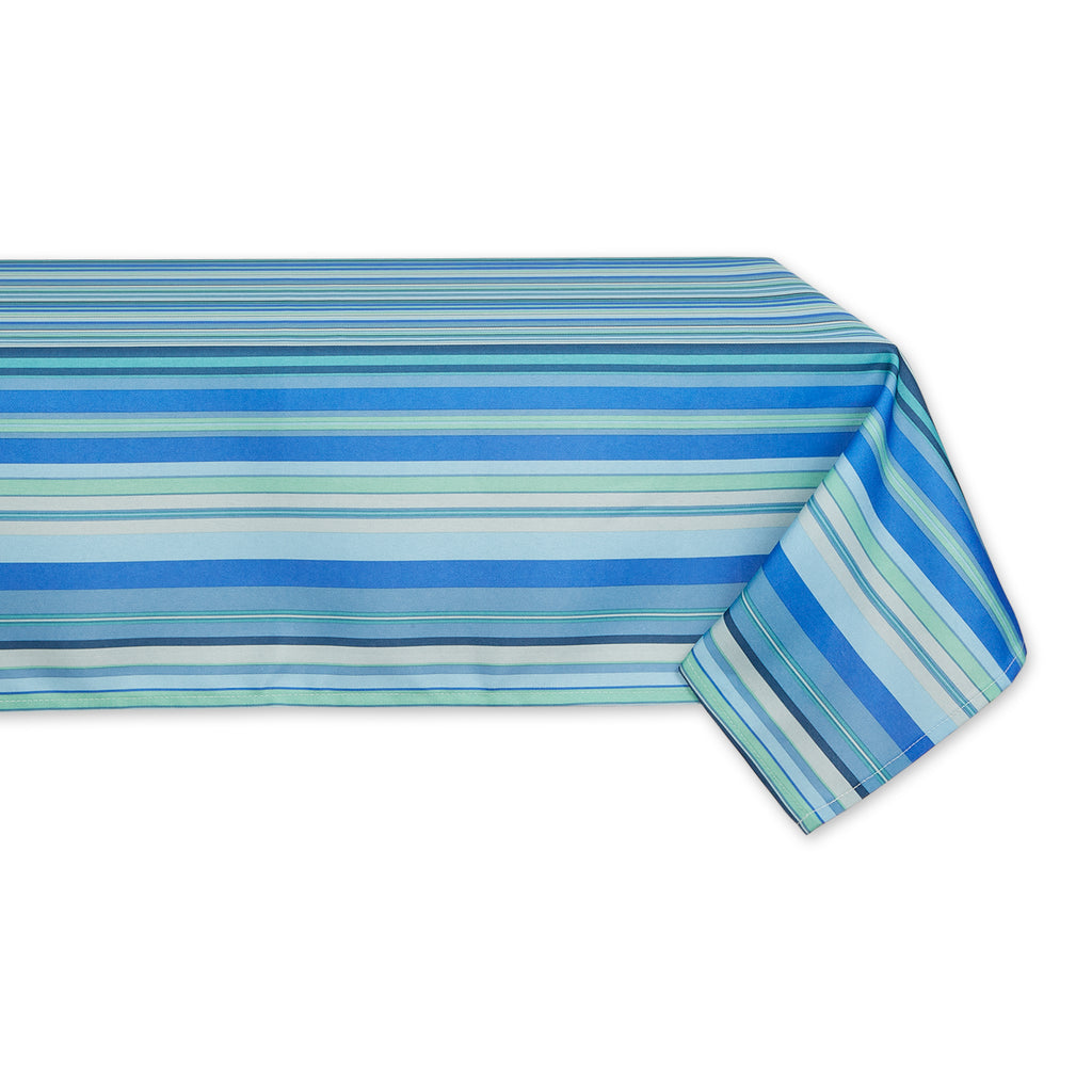 Blue Ocean Stripe Print Outdoor Tablecloth 60x84