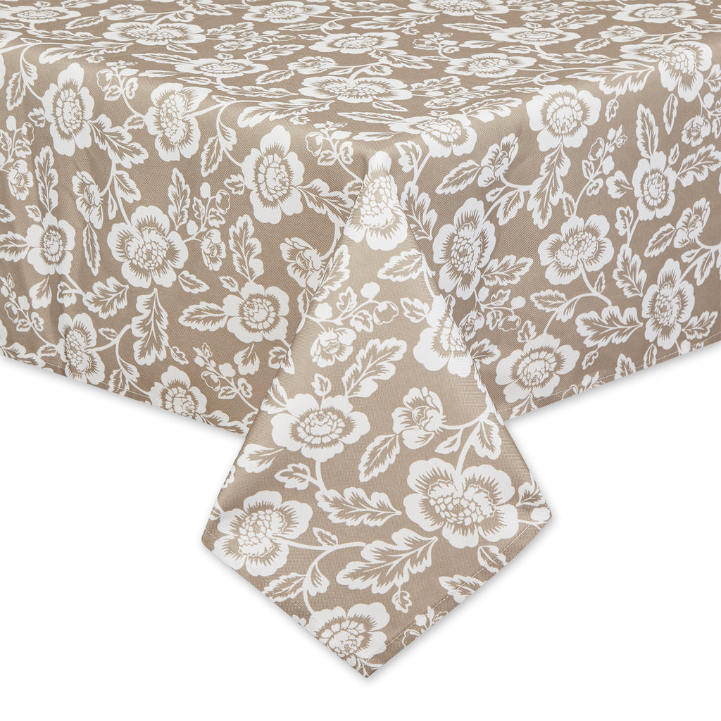 Stone  Floral Print Outdoor Tablecloth With Zipper 60x84