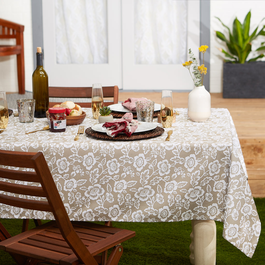 Stone  Floral Print Outdoor Tablecloth With Zipper 60x120