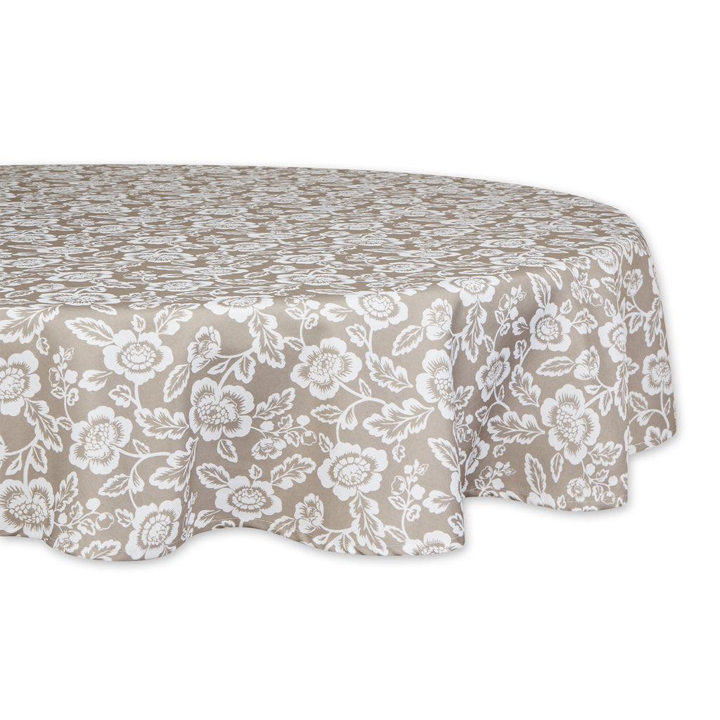Stone  Floral Print Outdoor Tablecloth 60 Round