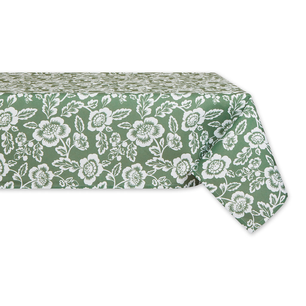 Artichoke Green Floral Print Outdoor Tablecloth 60x84