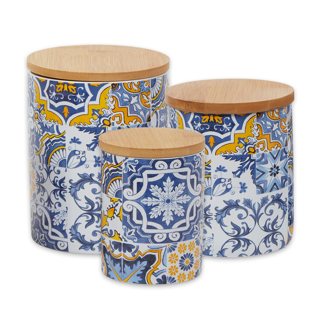 Portuguese Azulejos Ceramic Canister Set of 3