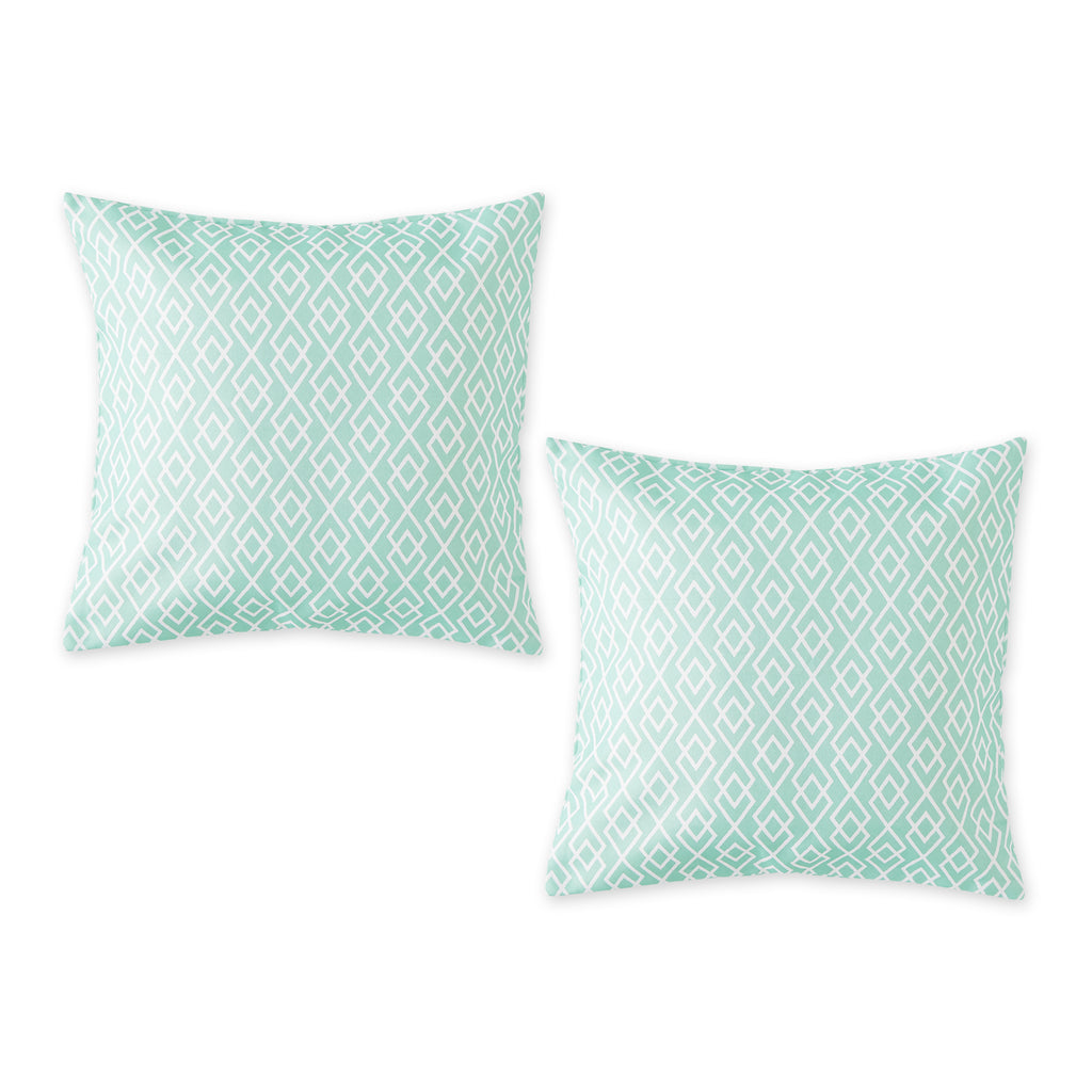 Aqua Diamond Outdoor Pillow Cover 18x18 Set of 2