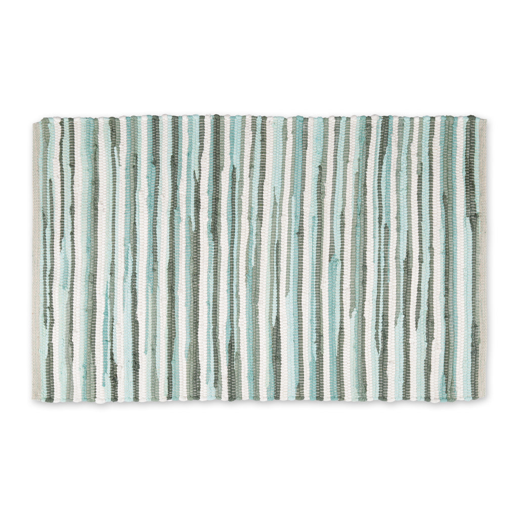 Aqua Slim Stripe Cotton Chindi Rug 2x3Ft