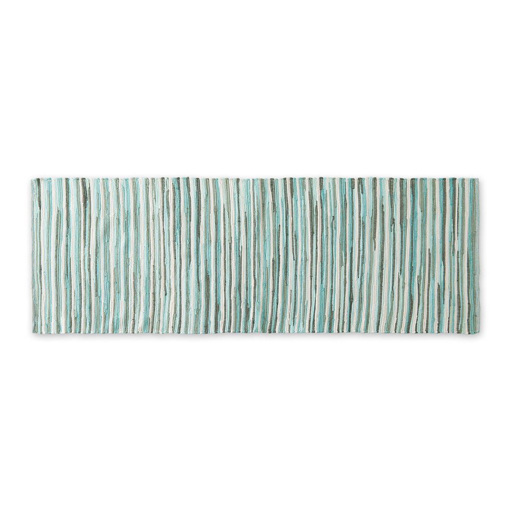 Aqua Slim Stripe Cotton Chindi Rug 2Ft 3Inx6Ft