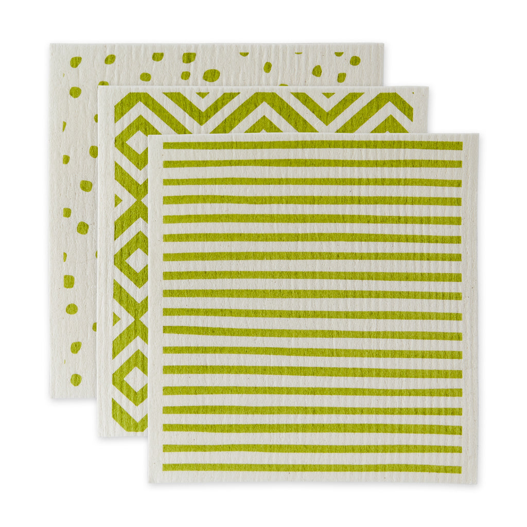 Avocado & White Swedish Dishcloth Set of 3