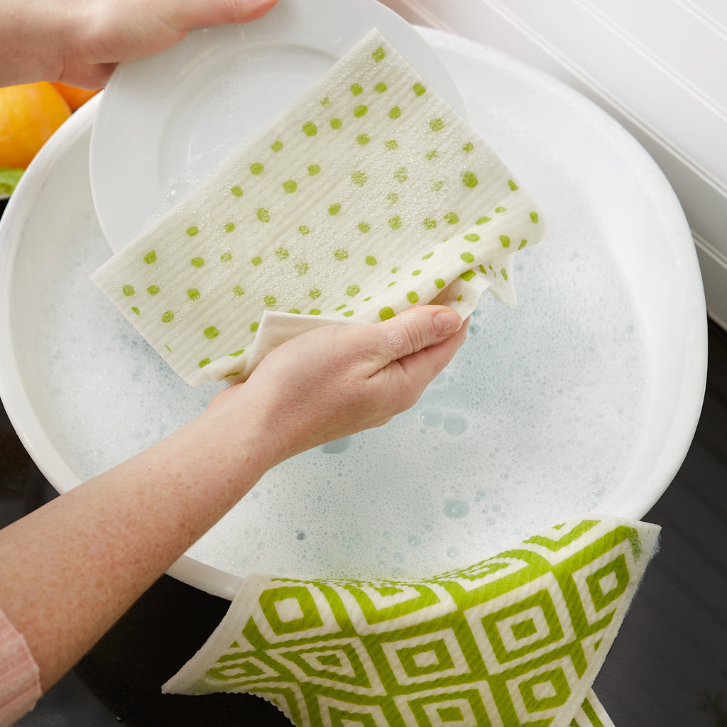 Avocado & White Swedish Dishcloth Set of 3