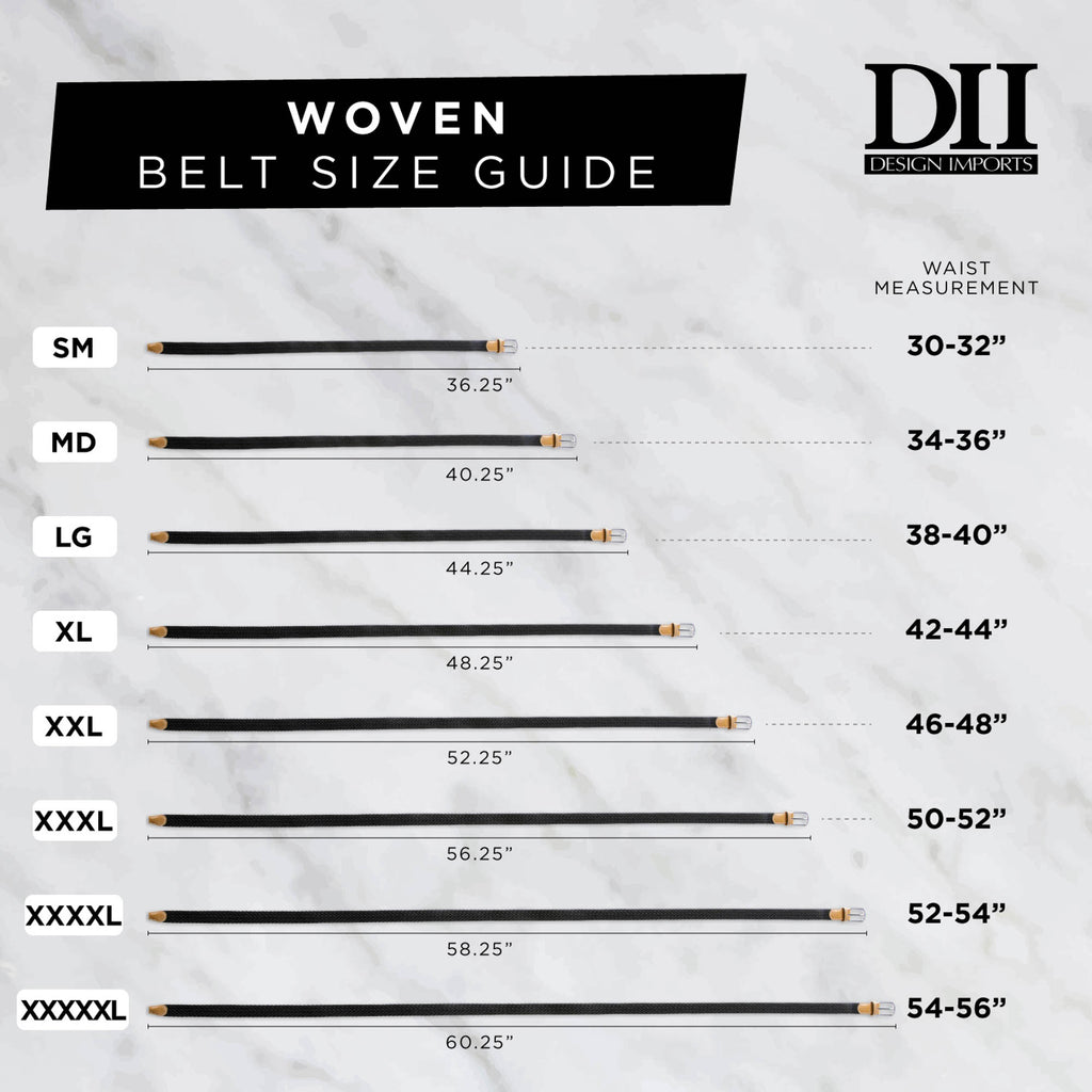 DII Mens Braided Elastic Woven Belt Black XL