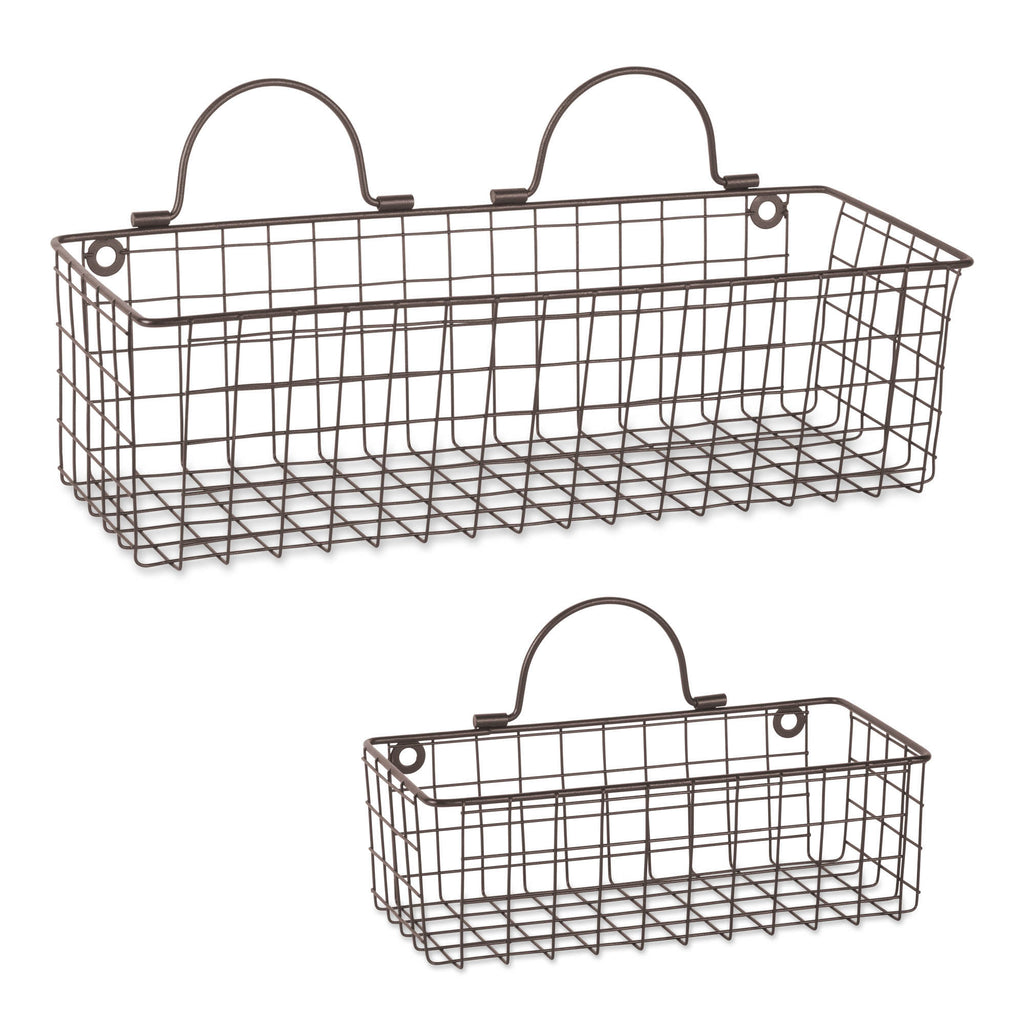 Asst Rustic Bronze Wire Wall Basket Set/2