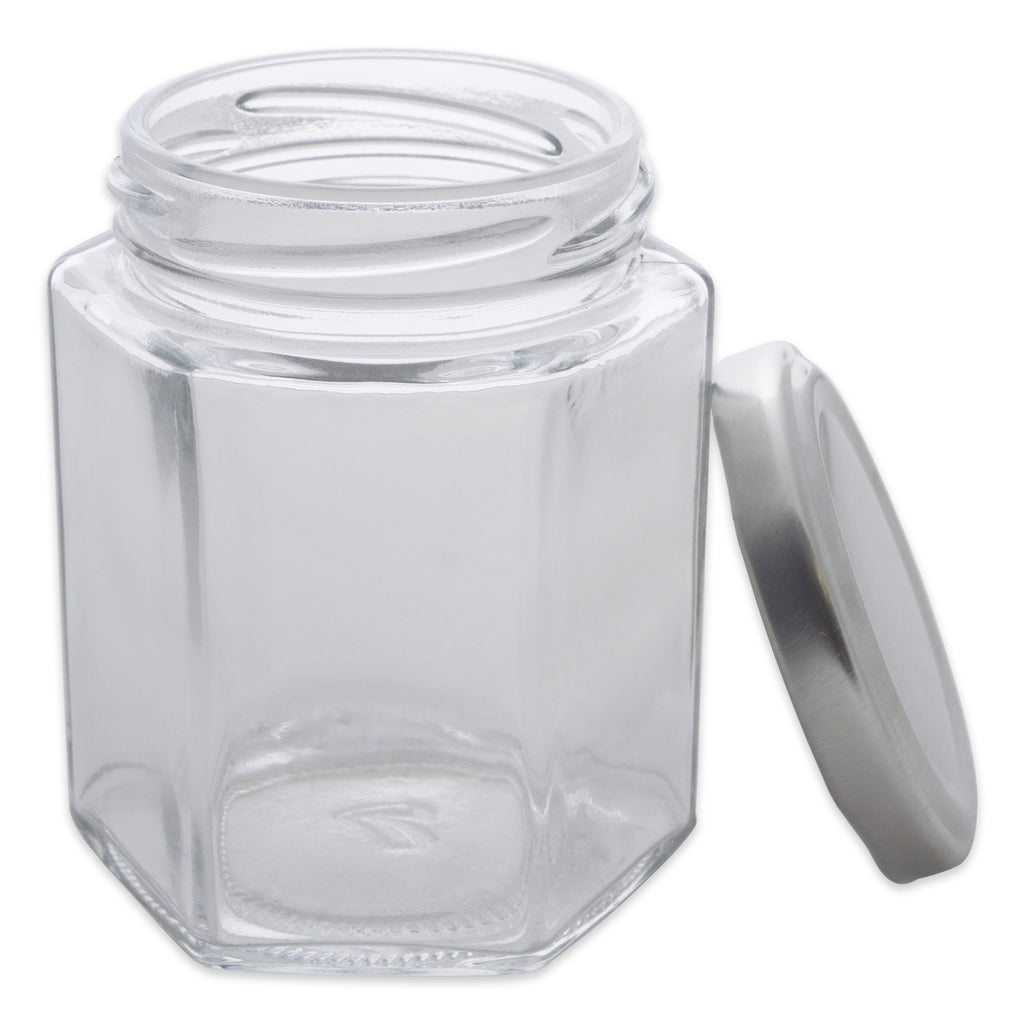 DIISet of 12 Hexagon Jars With Silver Lids