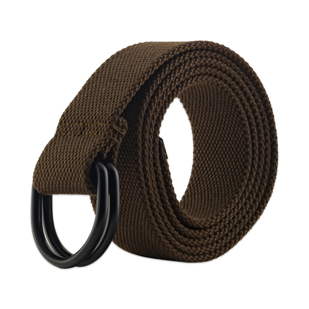 Mens And Womens D-Ring Canvas Belt Brown Xs
