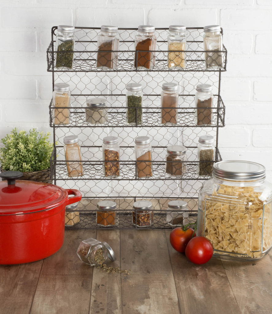 DII Double Wide 4 Row Chicken Wire Spice Rack
