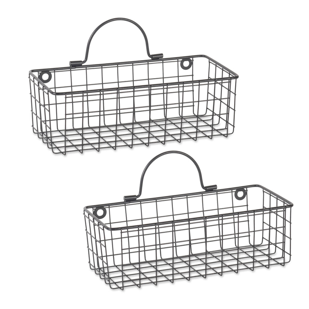 Small Black Wire Wall Basket Set/2
