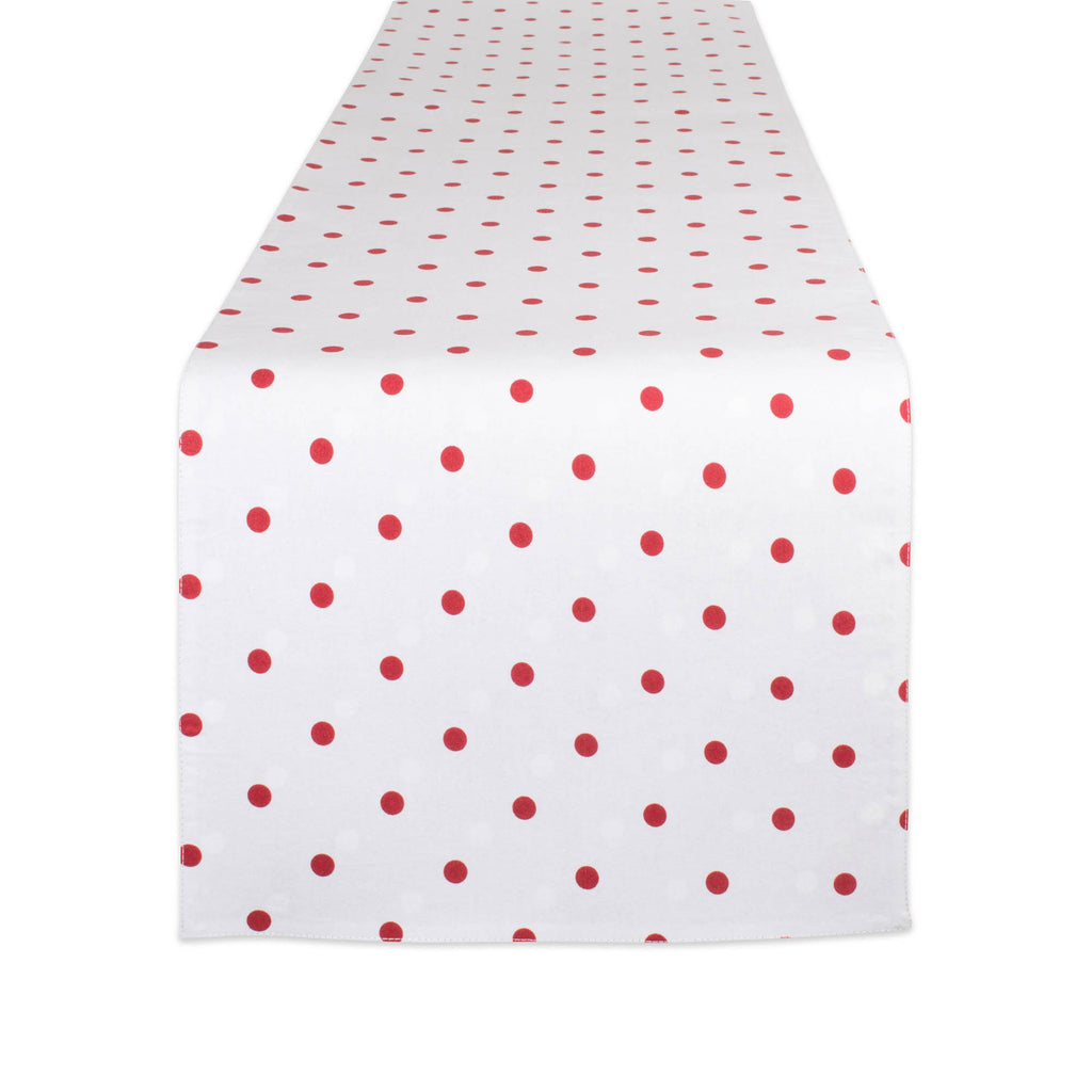 Reversible Polka Dot Table Runner 90 White/Red