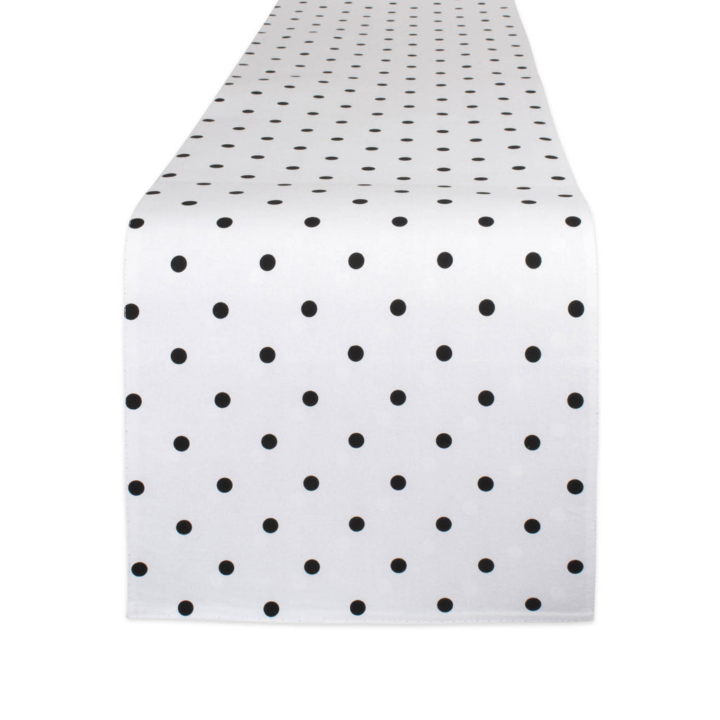 White/Black Reversible Polka Dot Table Runner 14x72