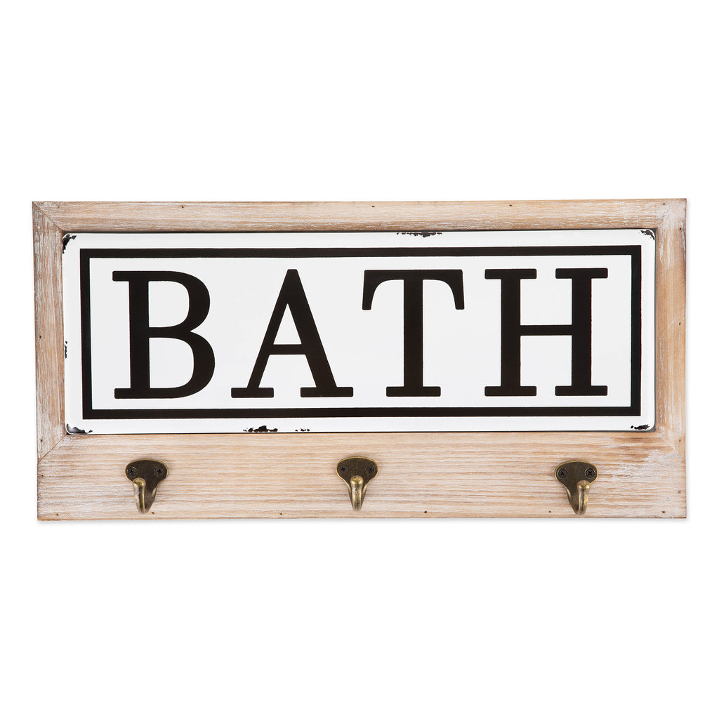 Vintage Enamelware Tile Bath Hook Sign