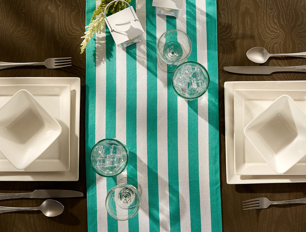 DII Cabana Stripe Tropical Turquoise Table Runner, 13x72"